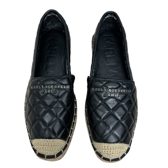 Karl Lagerfeld Paris DALIA Leather Quilted Platform Espadrilles women's sz 6.5 - Picture 2 of 12